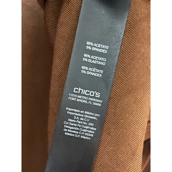 Chico's Travelers Size Small Brown Open Front Cardigan 3/4 Sleeves Back Detail - Picture 6 of 6